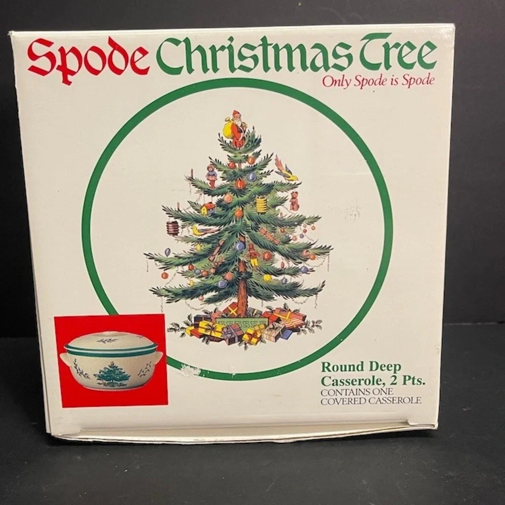 Vintage 1997 Spode Christmas Tree 2 Pint Covered Casserole Made in England Boxed